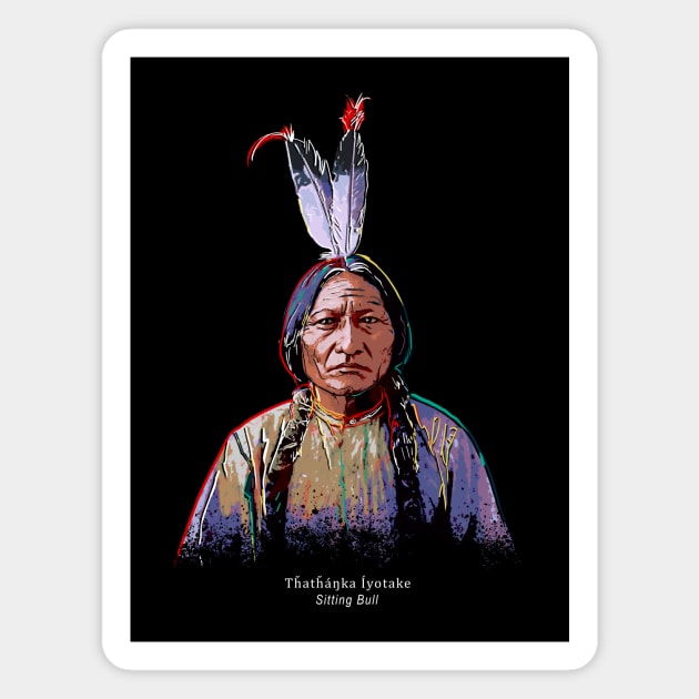 Sitting Bull-Portrait-Pop Art-Sioux-American-Indian-History Magnet by StabbedHeart